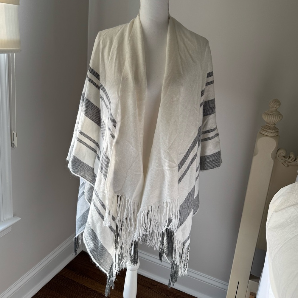 Striped Fringe Shawl